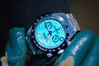 Thumbnail for Oceaneva Men's WaveRacer™ 500M Pro Diver Aquamarine Color Dial Chronograph Watch - WR.MT.BK.RH.ST 316L Stainless Steel Watch, 500M Diver, 500m Diver Watch, Chronograph, Chronograph Watch, dive watch, Precision Swiss Quartz Movement