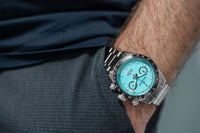 Thumbnail for Oceaneva Men's WaveRacer™ 500M Pro Diver Aquamarine Color Dial Chronograph Watch - WR.MT.BK.RH.ST 316L Stainless Steel Watch, 500M Diver, 500m Diver Watch, Chronograph, Chronograph Watch, dive watch, Precision Swiss Quartz Movement