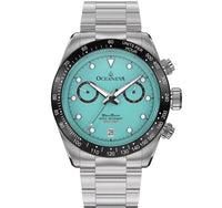 Thumbnail for Oceaneva Men's WaveRacer™ 500M Pro Diver Aquamarine Color Dial Chronograph Watch - WR.MT.BK.RH.ST 316L Stainless Steel Watch, 500M Diver, 500m Diver Watch, Chronograph, Chronograph Watch, dive watch, Precision Swiss Quartz Movement