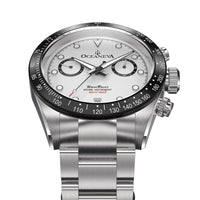 Thumbnail for Oceaneva Men's WaveRacer™ 500M Pro Diver White Dial Panda Chronograph Watch - WR.PNDA.RH.ST 316L Stainless Steel Watch, 500M Diver, 500m Diver Watch, Chronograph, Chronograph Watch, dive watch, Precision Swiss Quartz Movement