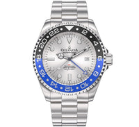 Thumbnail for Oceaneva Men's GMT Deep Marine Explorer 1250M Pro Diver Watch Blue Black Silver Dial - SL.BL.RH.BK.GMT.ST 1250M diver, BGW9 Swiss-Superluminova, Dive Watch, GMT, GMT Wach, GMT Watch, Stainless Steel Dive Watch, Stainless Steel Watch, Swiss Quartz Movement