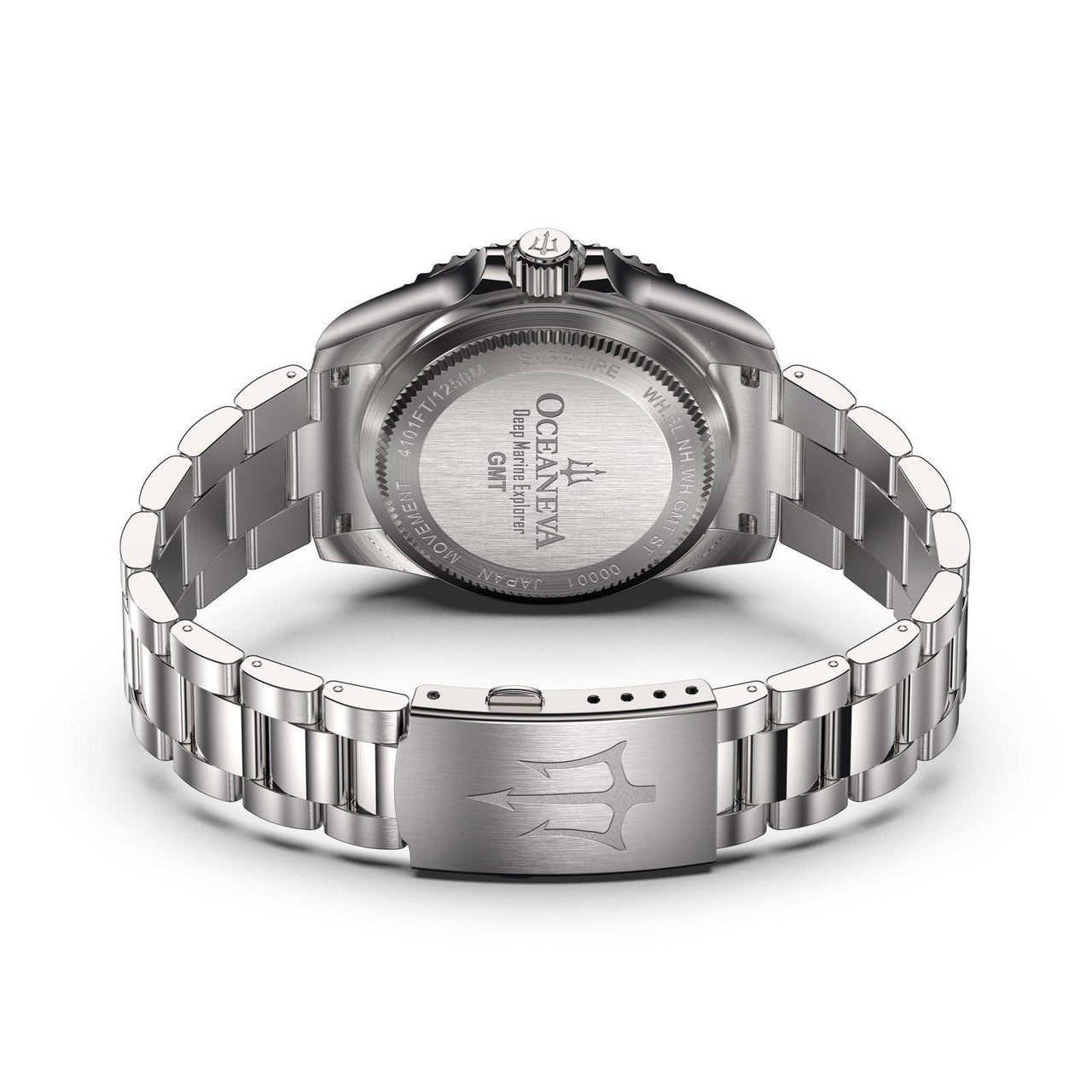 Oceaneva Men's Automatic GMT Watch 1250m Silver Dial Watch - WH.BL.NH.WH.GMT.ST automatic GMT watch, Automatic watches, Diver GMT, GMT Dive Watch, men's gmt watches