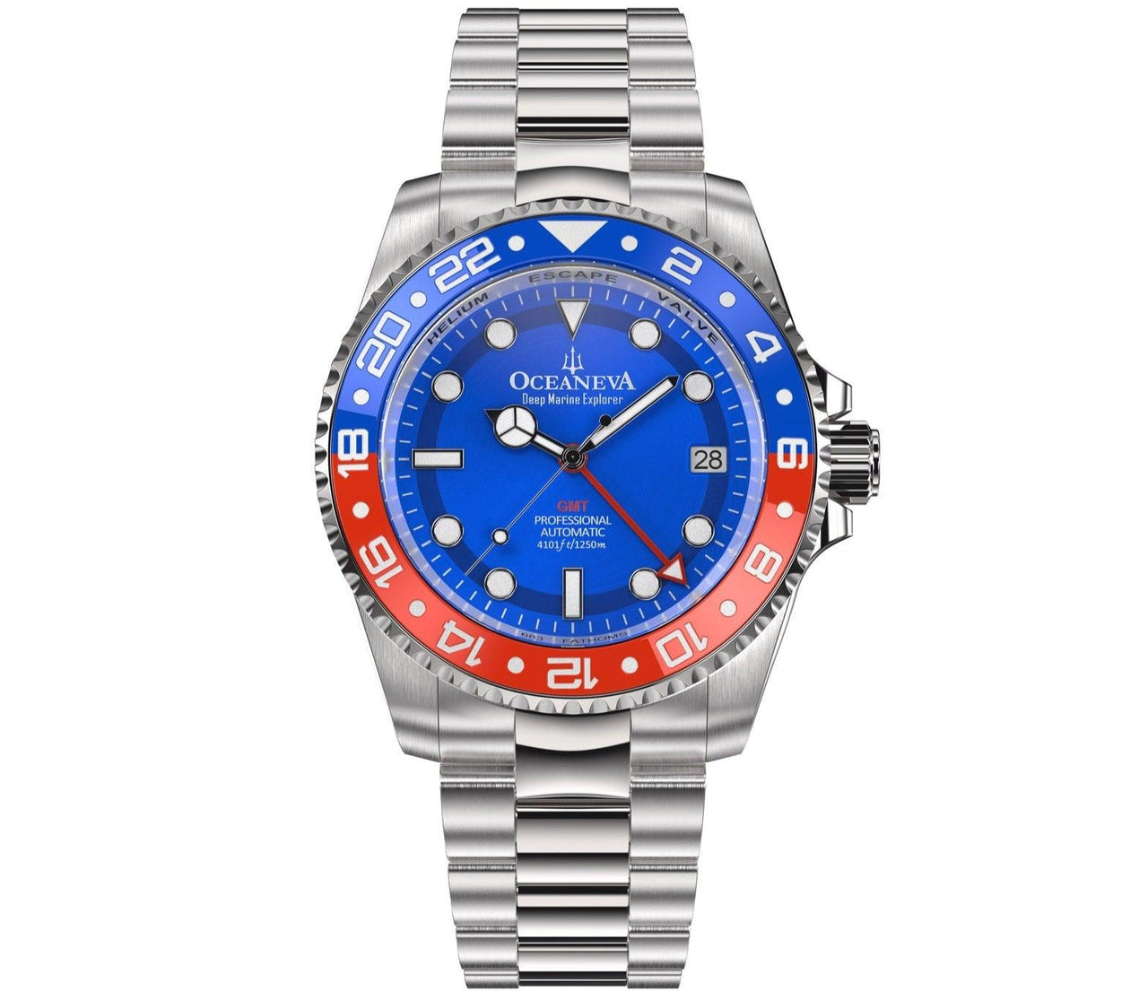 Oceaneva™ Deep Marine Explorer GMT Automatic 1250M Men's Watch - BL.RD.NH.BL.GMT.ST automatic GMT watch, Automatic watches, Diver GMT, GMT Dive Watch, men's gmt watches