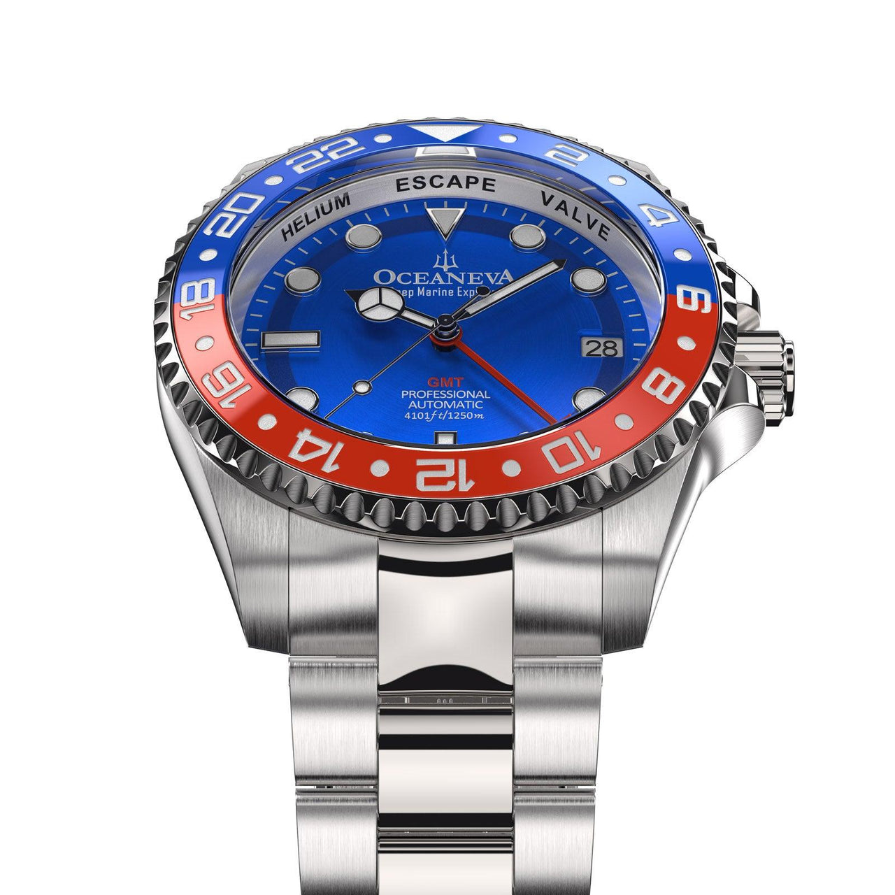 Oceaneva™ Deep Marine Explorer GMT Automatic 1250M Men's Watch - BL.RD.NH.BL.GMT.ST automatic GMT watch, Automatic watches, Diver GMT, GMT Dive Watch, men's gmt watches